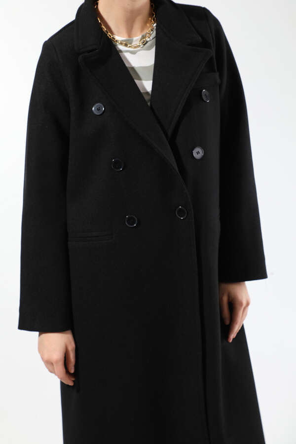 Long Oversize Cachet Coat Black - 4