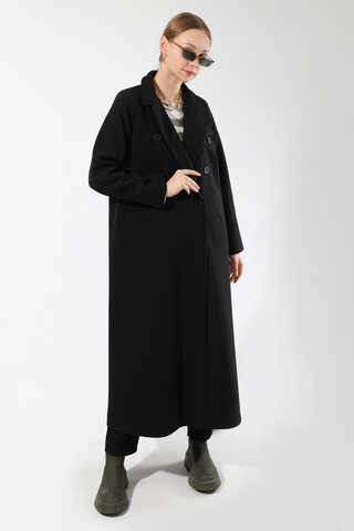 Long Oversize Cachet Coat Black - 5