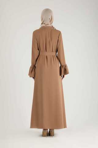 Manşeti Volanlı Taşlı Abaya Takım Taba - 4