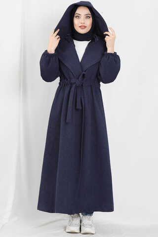 Maria Long Cachet Coat Navy Blue - 1