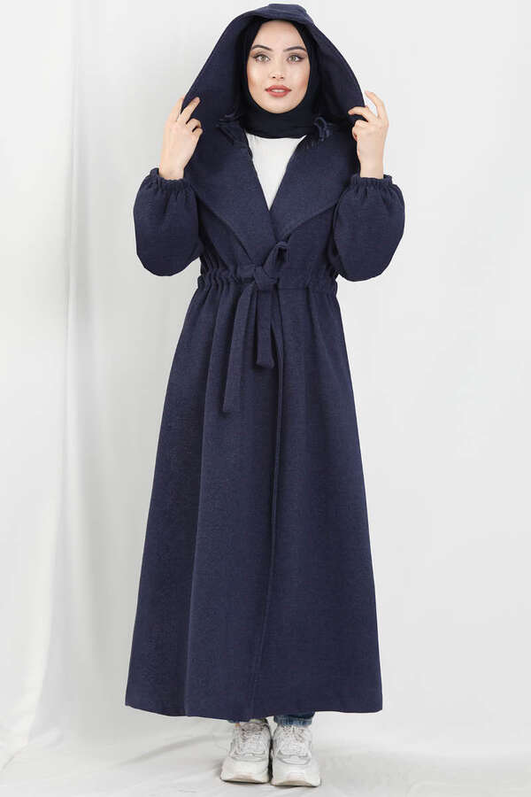 Maria Long Cachet Coat Navy Blue - 1