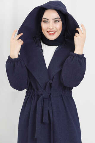 Maria Long Cachet Coat Navy Blue - 2