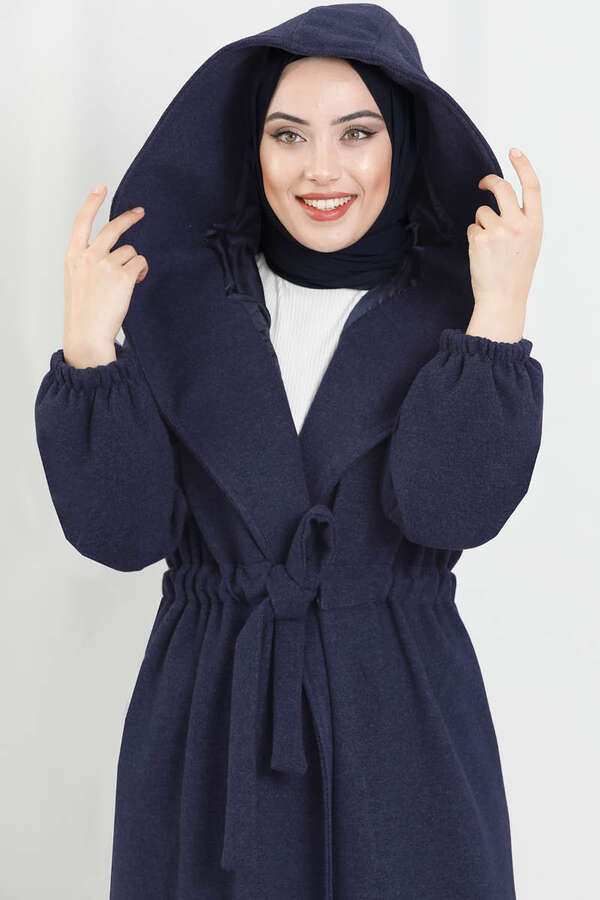 Maria Long Cachet Coat Navy Blue - 2