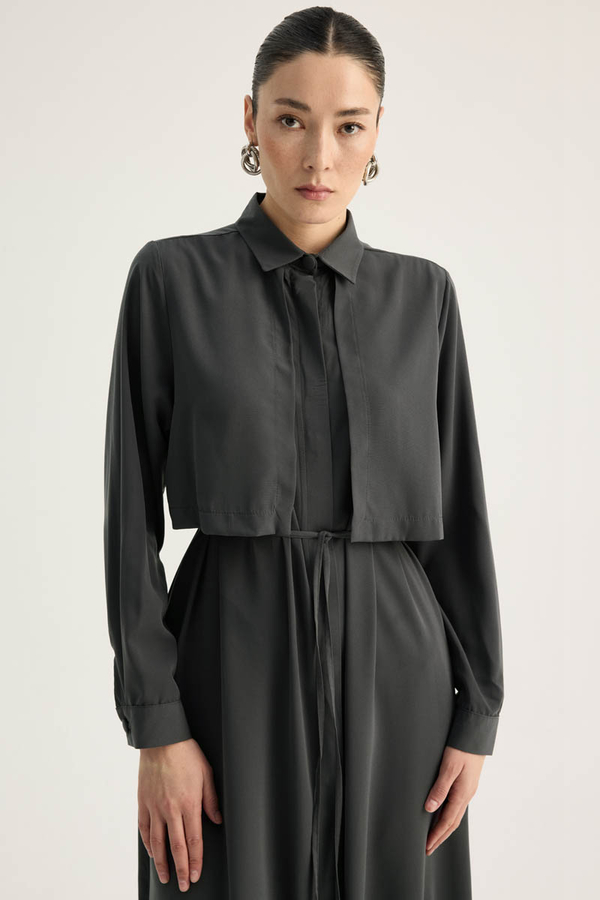 Medina Silk Dress Anthracite - 3