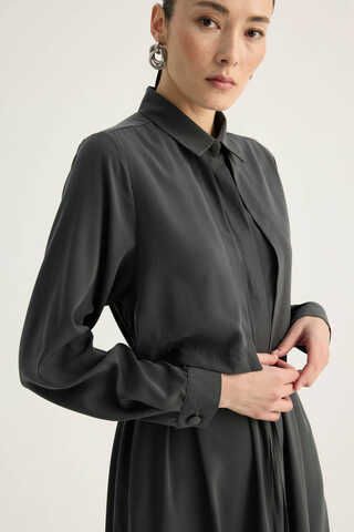 Medina Silk Dress Anthracite - 4