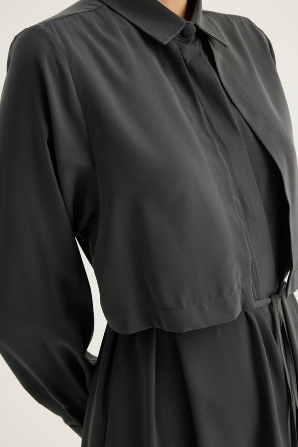 Medina Silk Dress Anthracite - 5