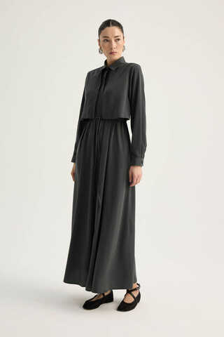 Medina Silk Dress Anthracite - 6