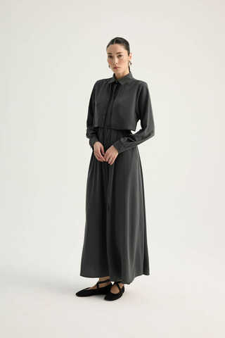 Medina Silk Dress Anthracite - 1