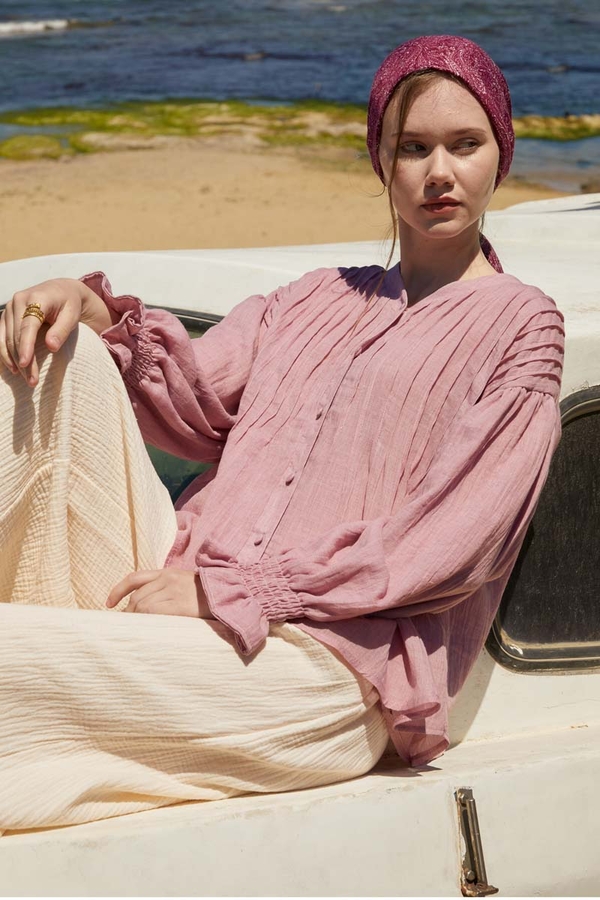 Ribbed Voile Shirt Powder Pink (1)