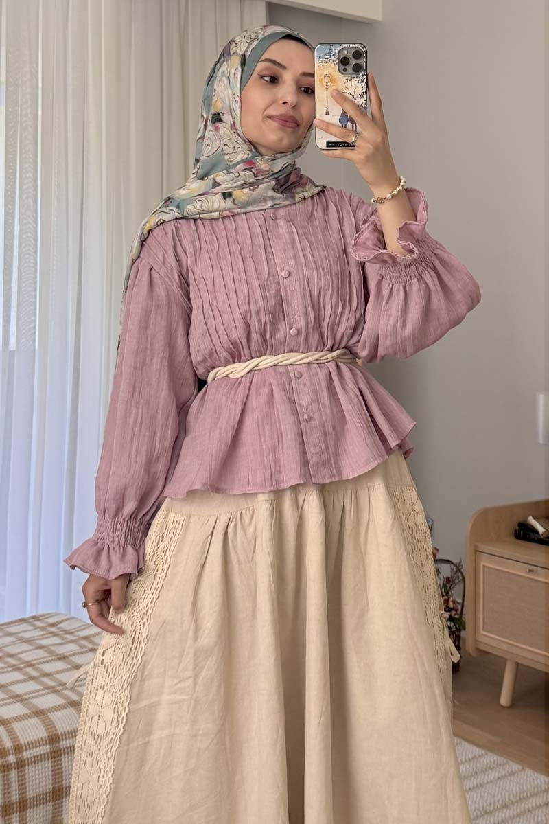 Ribbed Voile Shirt Powder Pink