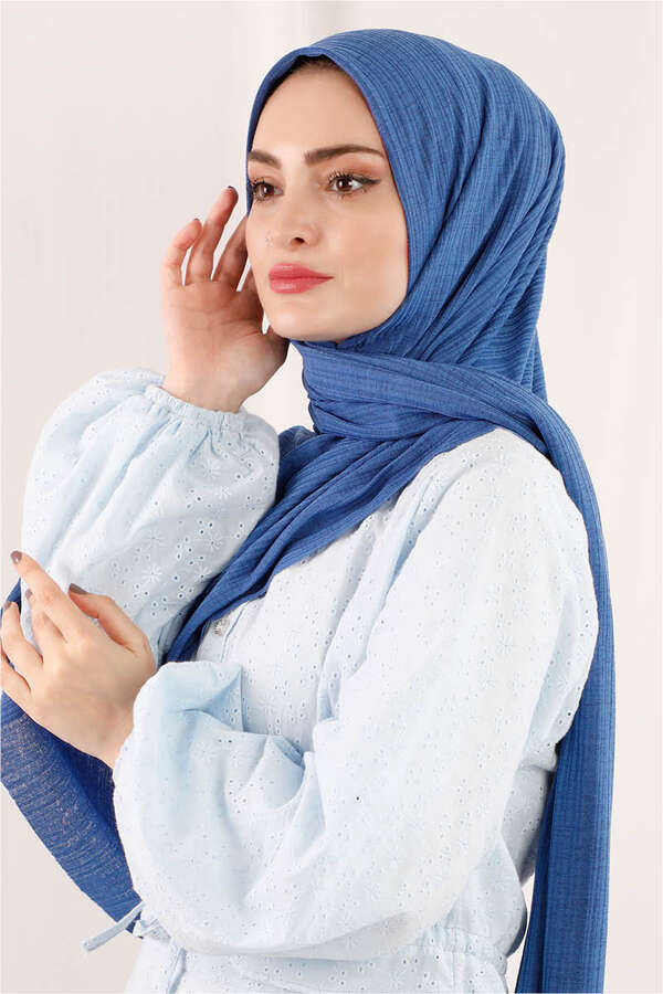 Örme Spor Şal İndigo