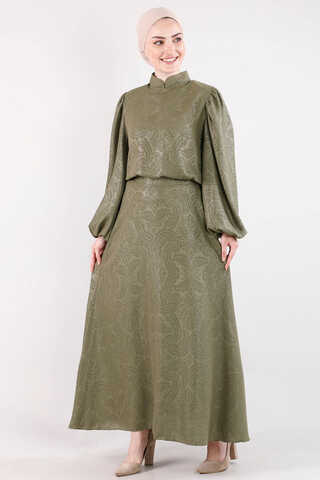 Ottoman Patterned Skirt Set Khaki - 1