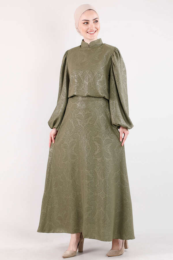 Ottoman Patterned Skirt Set Khaki - 1