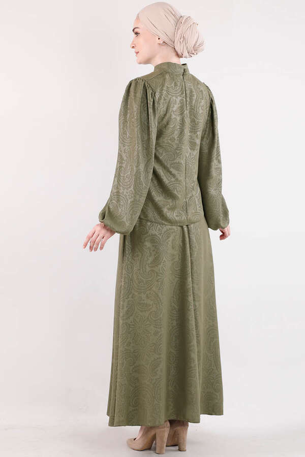 Ottoman Patterned Skirt Set Khaki - 5