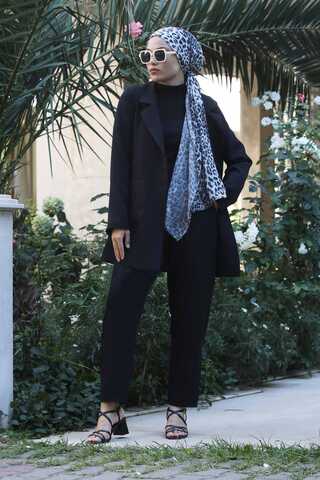 Zulays - Oversize Ceket Pantolon Takım Siyah