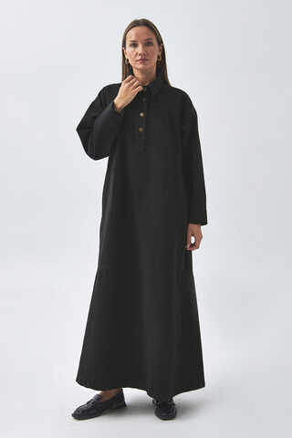 Oversize Denim Dress Black - 3