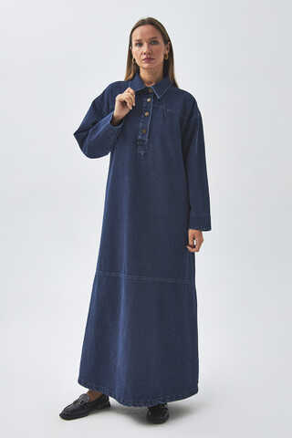 Oversize Denim Dress Light Blue - 3