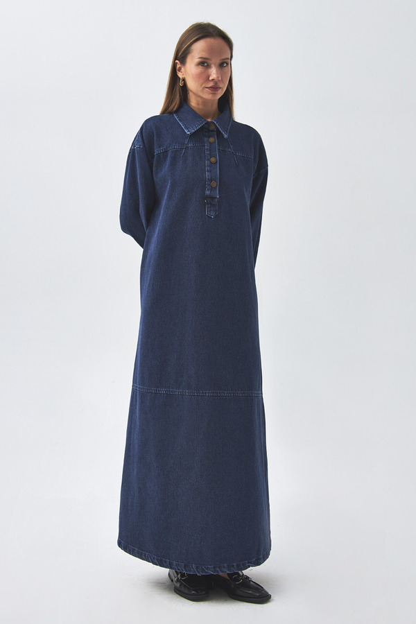 Oversize Denim Dress Light Blue - 4