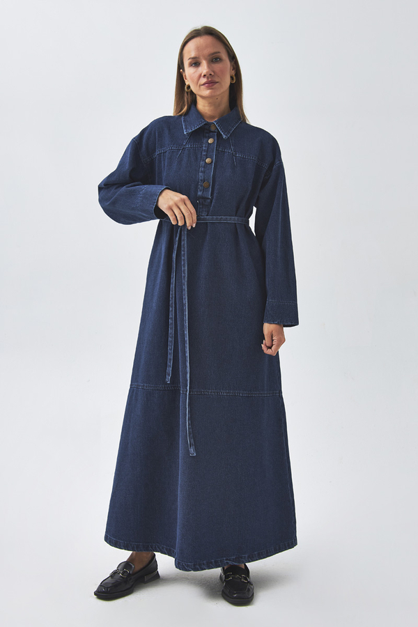 Oversize Denim Dress Light Blue - 5