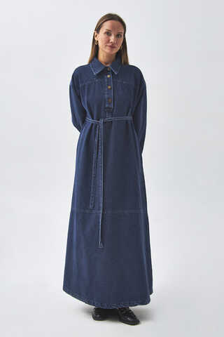 Oversize Denim Dress Light Blue - 6