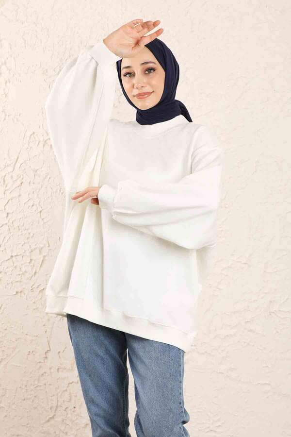 Oversize Düz Sweat Beyaz
