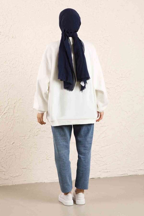 Oversize Düz Sweat Beyaz