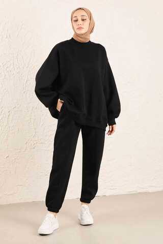 Zulays - Oversize Düz Sweat Siyah