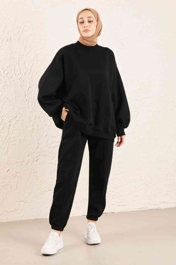 Zulays - Oversize Düz Sweat Siyah