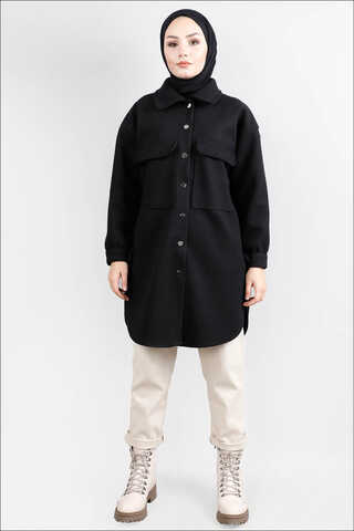 Zulays - Oversize Gömlek Ceket Siyah Zulays - Oversize Gömlek Ceket Siyah