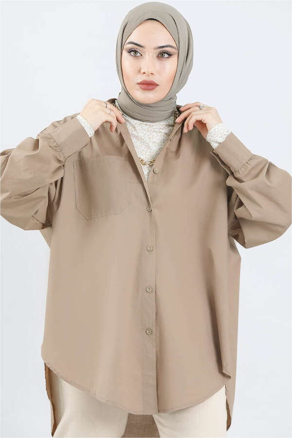 Oversize Gömlek Koyu Vizon