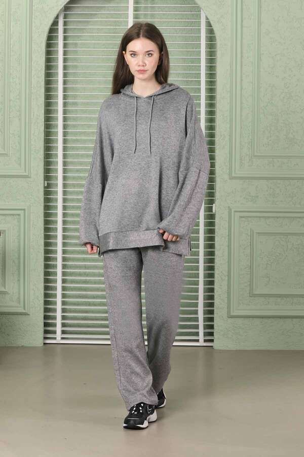 Oversize İkili Triko Takım Gri