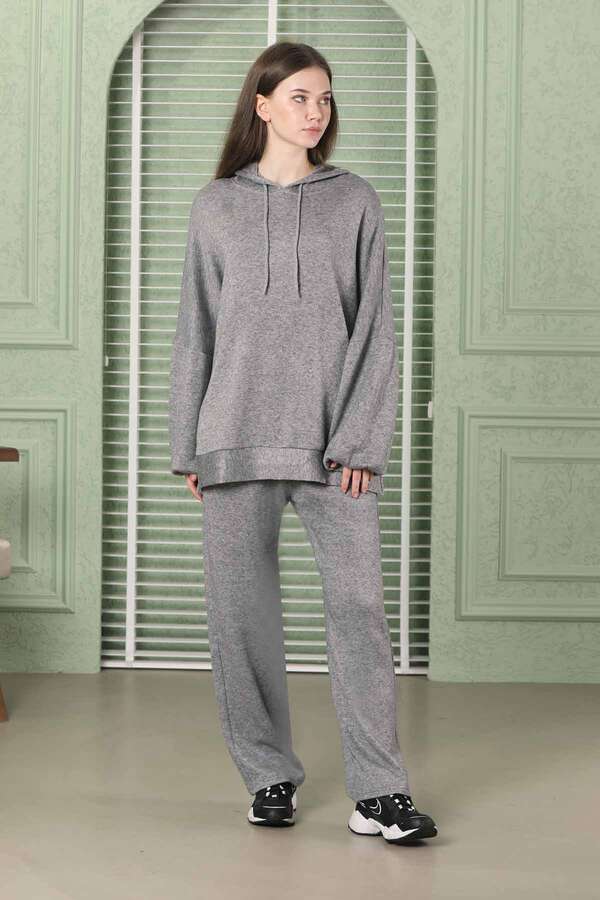Oversize İkili Triko Takım Gri