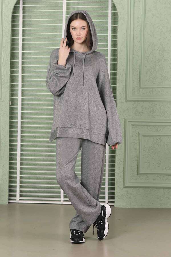 Oversize İkili Triko Takım Gri