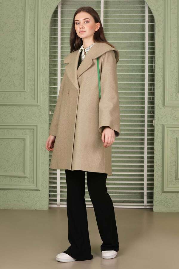 Oversize Kaşe Kaban Camel