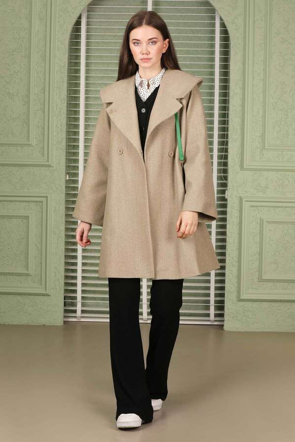 Oversize Kaşe Kaban Camel