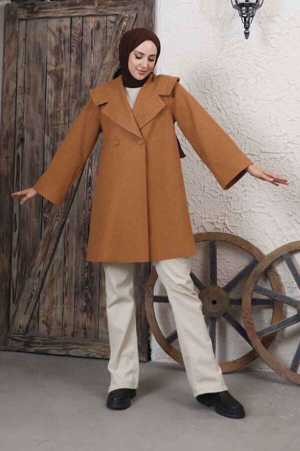  - Oversize Kaşe Kaban Hardal