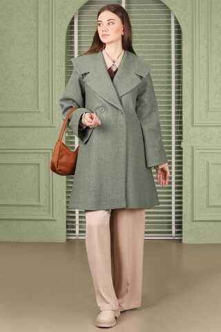 Zulays - Oversize Kaşe Kaban Koyu Mint