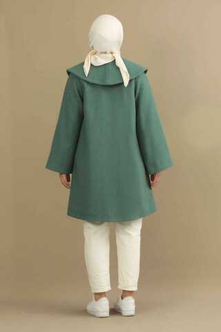 Oversize Kaşe Kaban Mint - Thumbnail