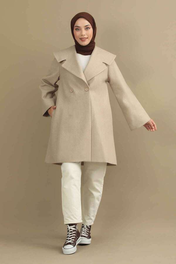 Zulays - Oversize Kaşe Kaban Taş