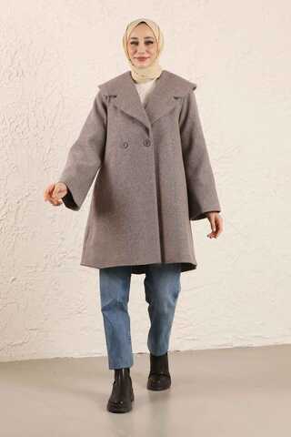Zulays - Oversize Kaşe Kaban Toprak
