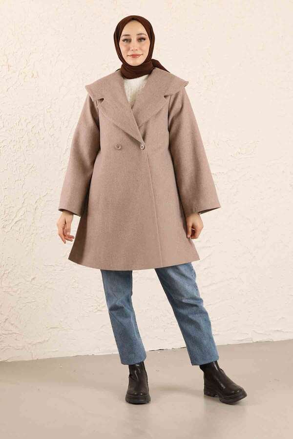 Zulays - Oversize Kaşe Kaban Vizon