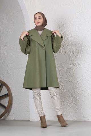 Zulays - Oversize Kaşe Kaban Yeşil