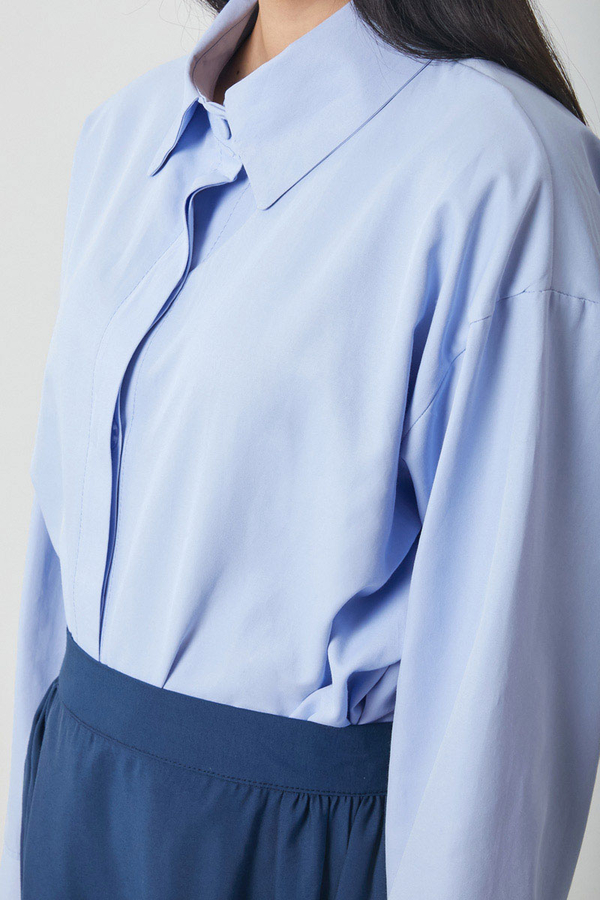 Oversize Kısa Gömlek Bebe Mavisi - 5