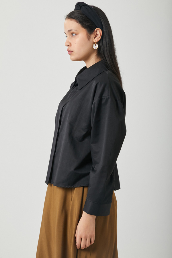 Oversize Kısa Gömlek Siyah - 11