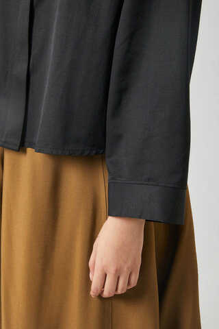 Oversize Kısa Gömlek Siyah - 6