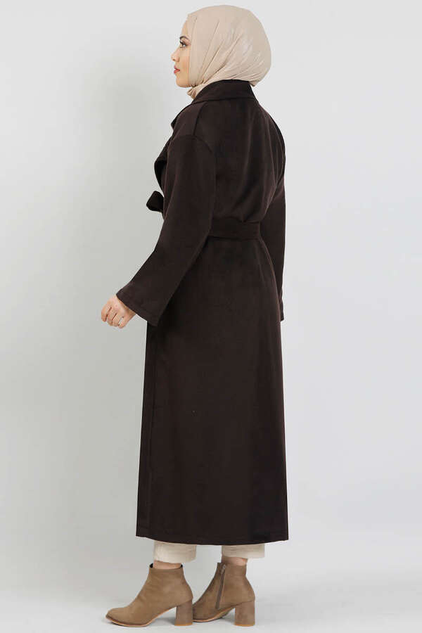 Oversize Kruvaze Kaban Acı Kahve
