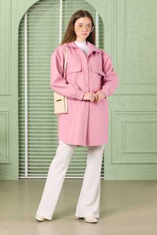 Zulays - Oversize Shirt Jacket Pink