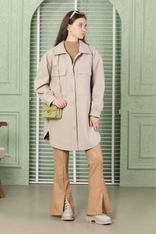 Zulays - Oversize Shirt Jacket Stone