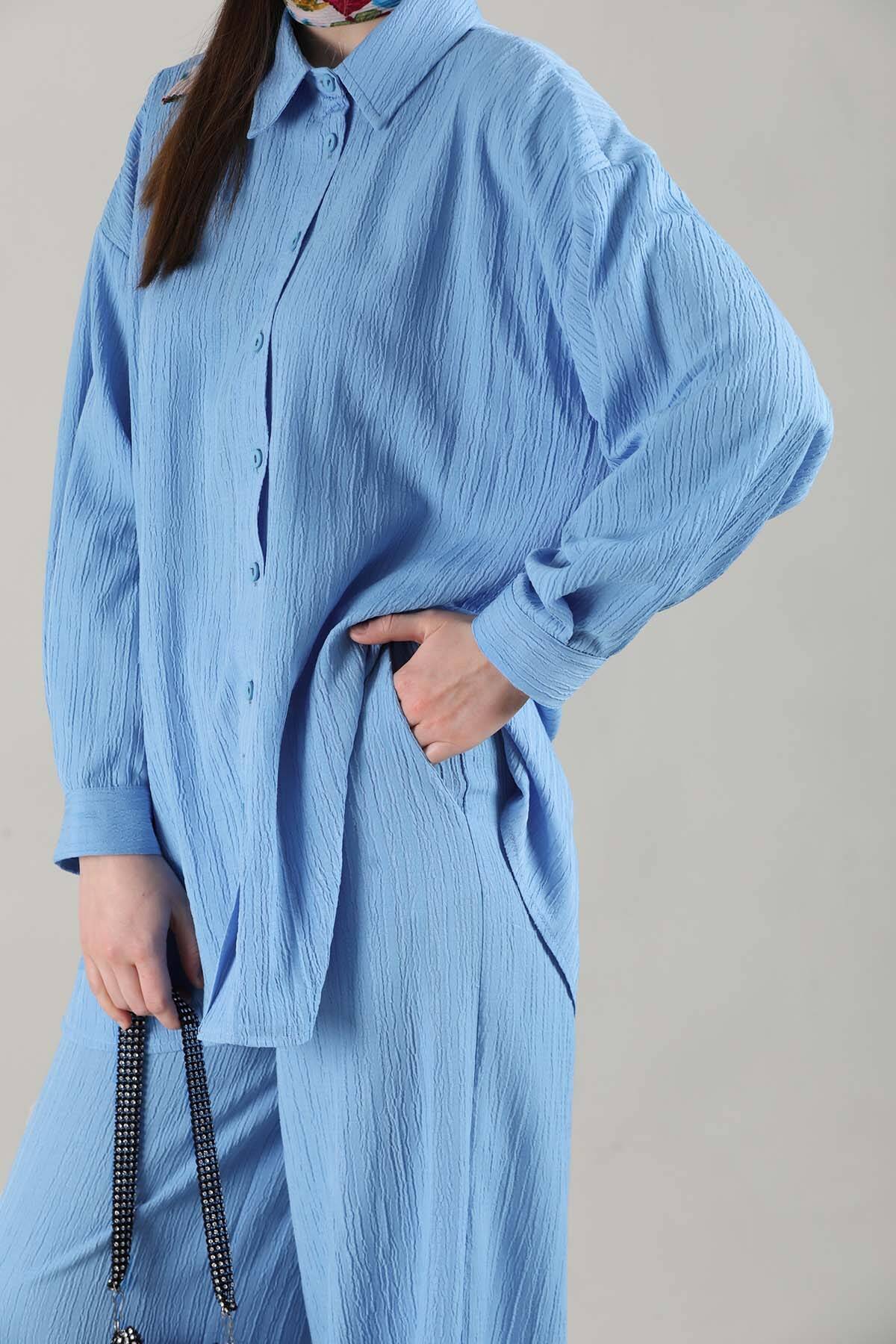 Buy Oversize Shirt Set Baby Blue Zülays