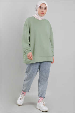 Zulays - Oversize Sweat Çağla Yeşili